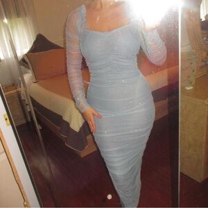 Fashion Nova Blue Shimmer Dress